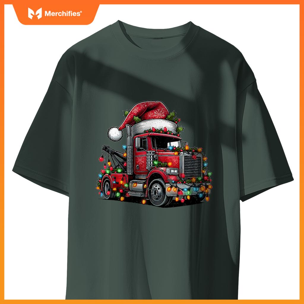 Tow Trucker Tow Truck Towing Christmas Hat Xmas T-Shirt