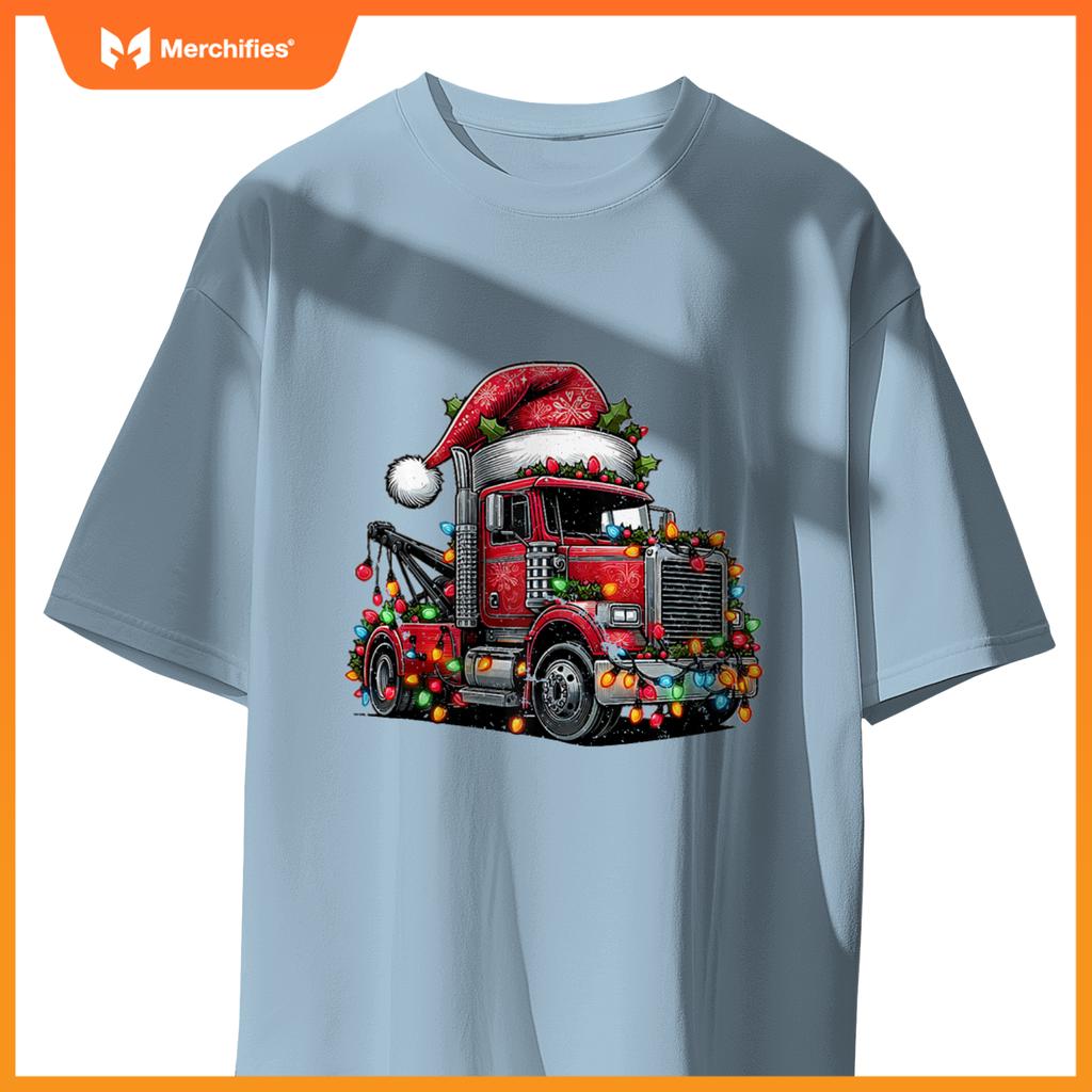 Tow Trucker Tow Truck Towing Christmas Hat Xmas T-Shirt