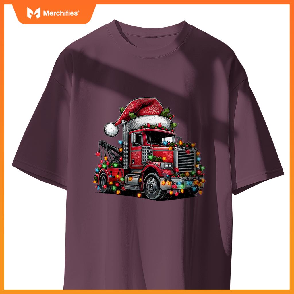 Tow Trucker Tow Truck Towing Christmas Hat Xmas T-Shirt