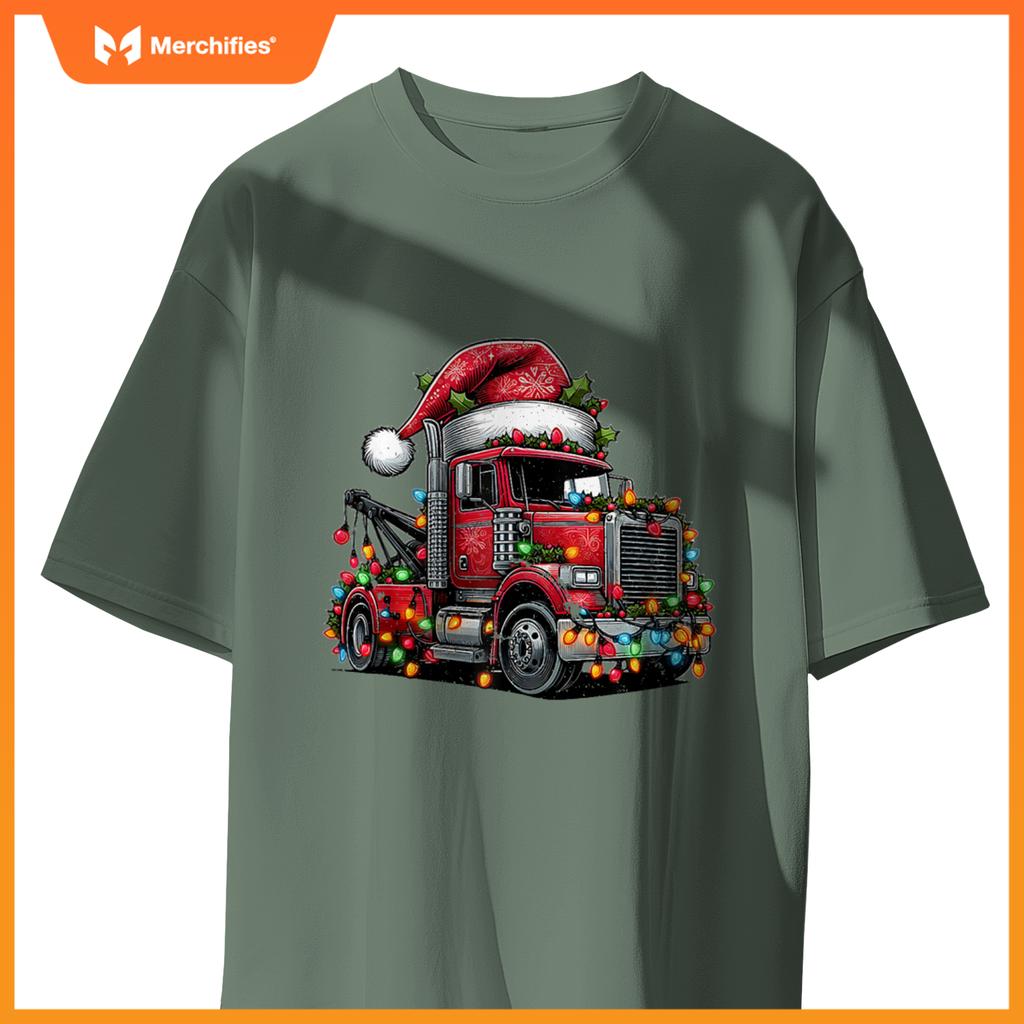 Tow Trucker Tow Truck Towing Christmas Hat Xmas T-Shirt