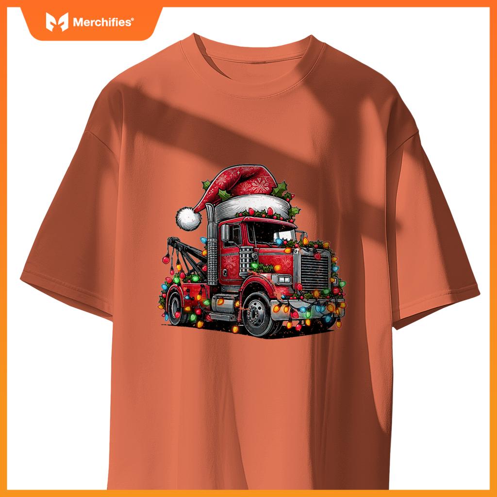 Tow Trucker Tow Truck Towing Christmas Hat Xmas T-Shirt