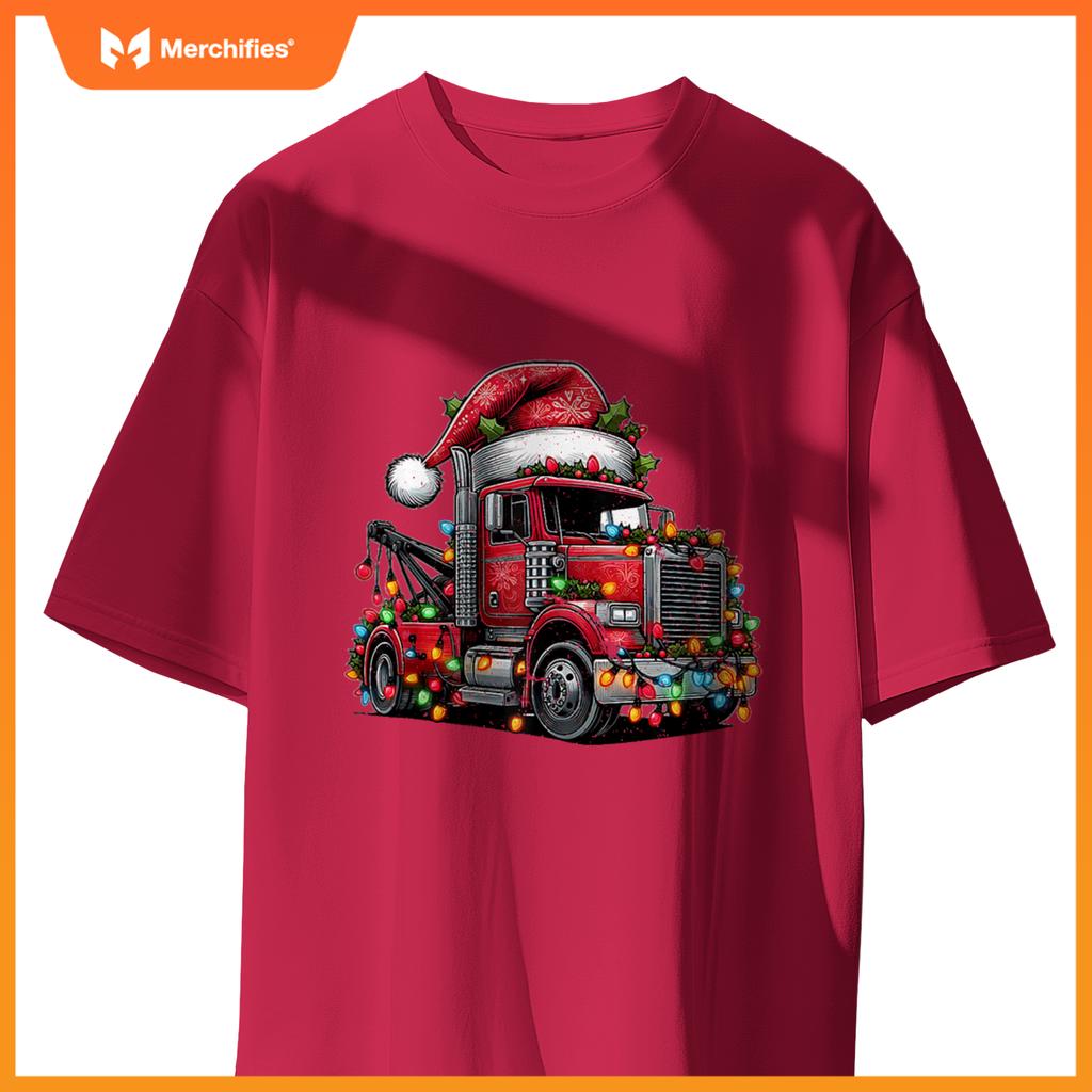 Tow Trucker Tow Truck Towing Christmas Hat Xmas T-Shirt