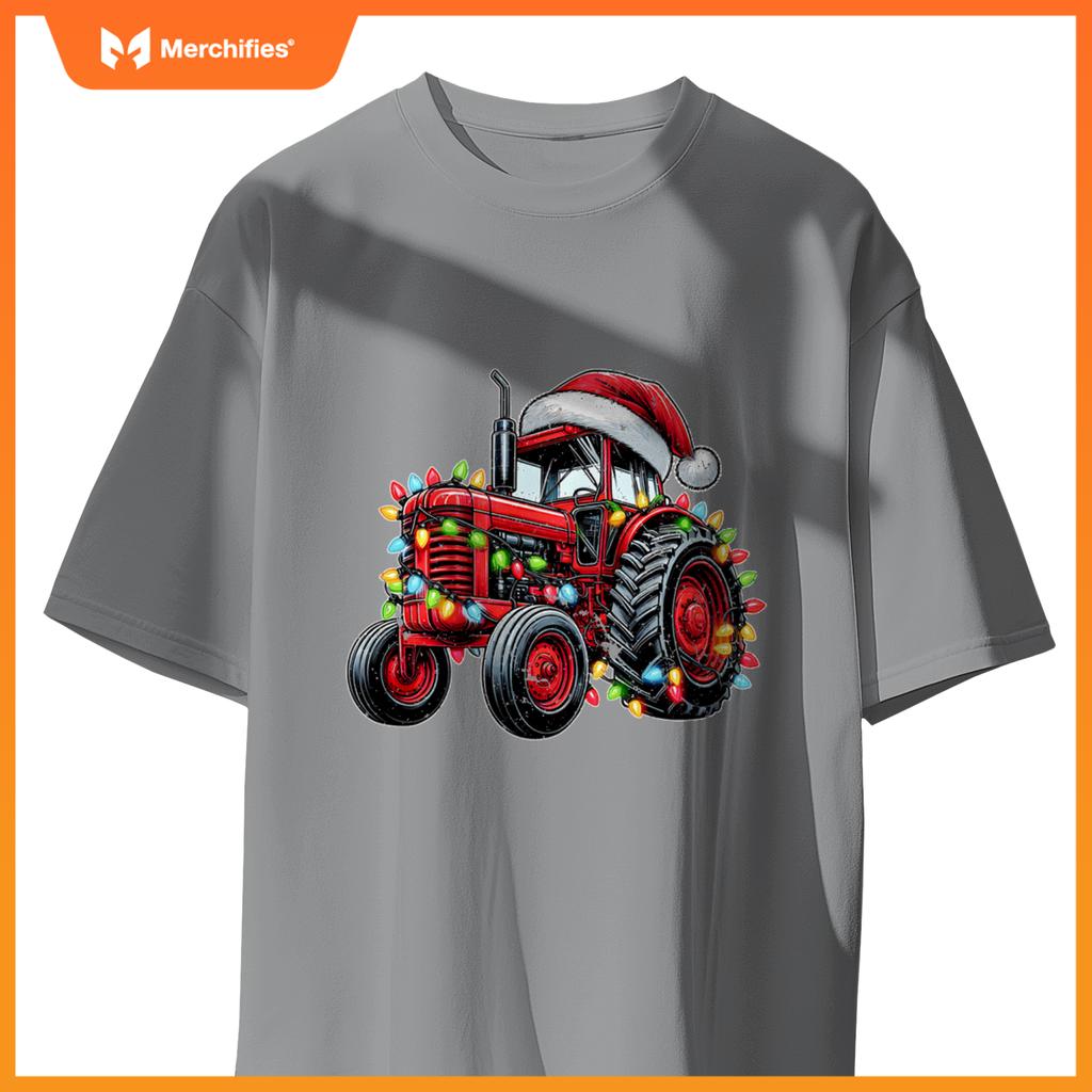 Tractor Truck Driver Farming Christmas Hat Xmas T-Shirt