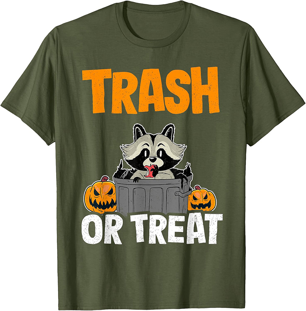 Trash Or Treat Raccoon Racoon Funny Halloween T-Shirt