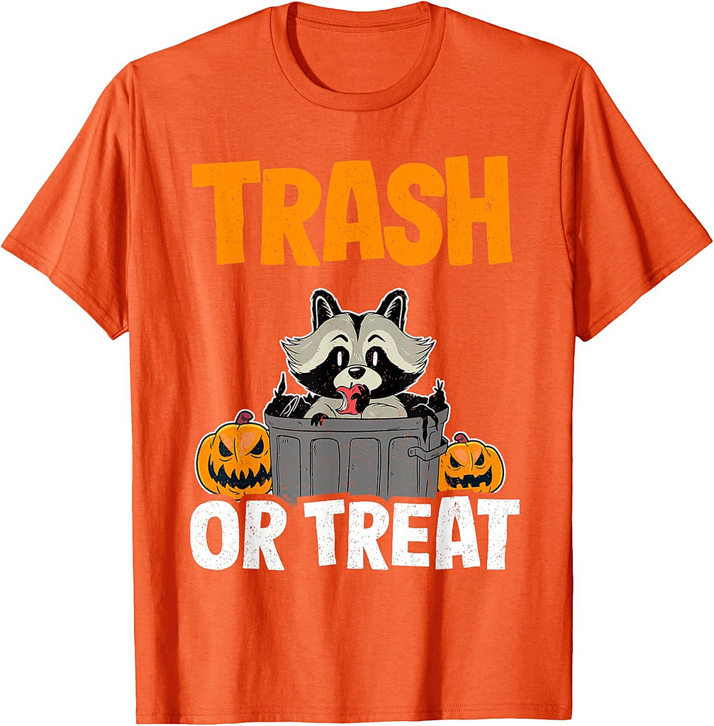 Trash Or Treat Raccoon Racoon Funny Halloween T-Shirt