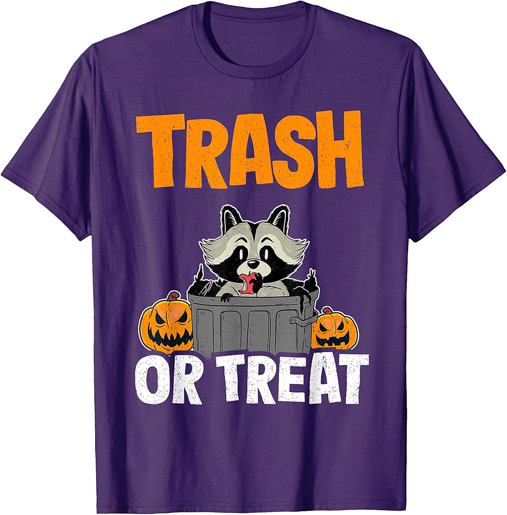 Trash Or Treat Raccoon Racoon Funny Halloween T-Shirt
