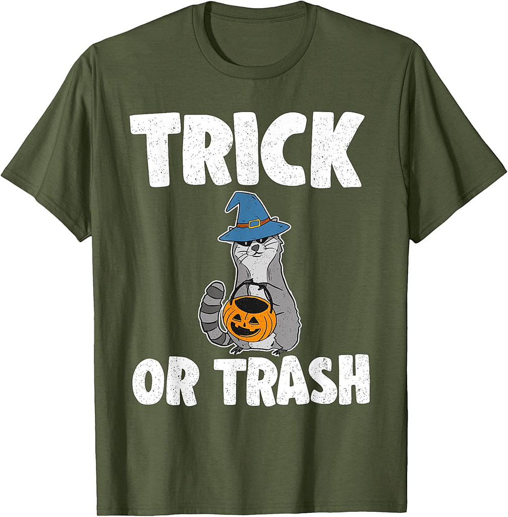 Trick Or Trash Raccoon Cute Halloween T-Shirt