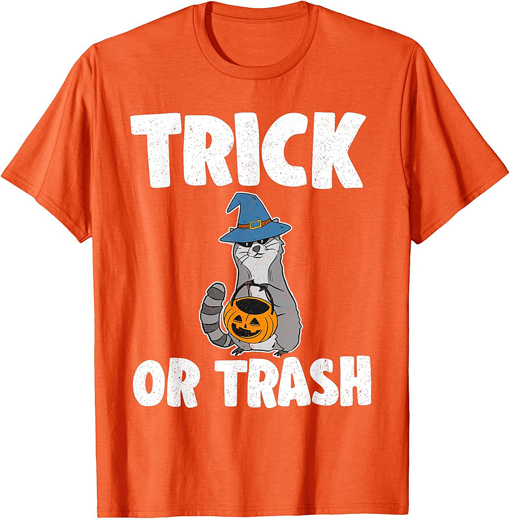 Trick Or Trash Raccoon Cute Halloween T-Shirt