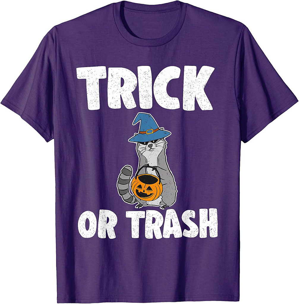 Trick Or Trash Raccoon Cute Halloween T-Shirt