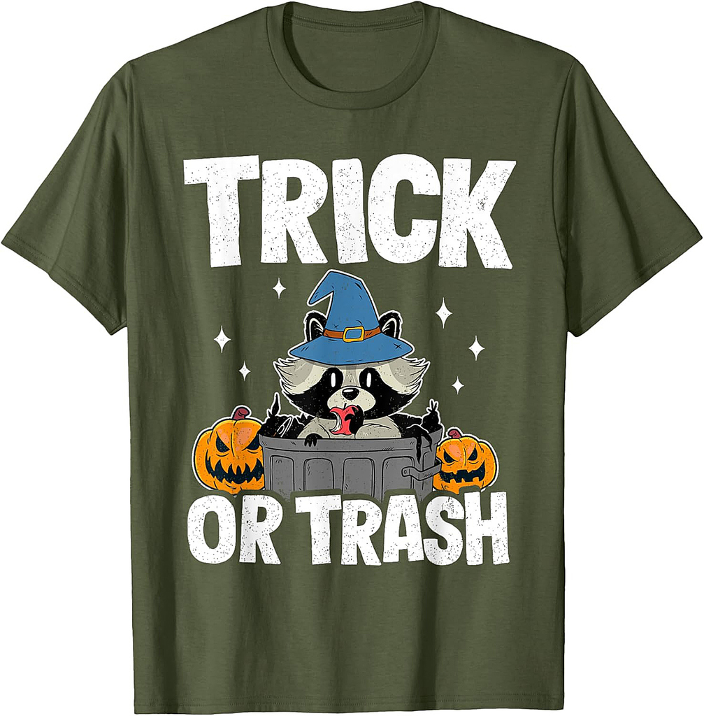 Trick Or Trash Raccoon Racoon Funny Halloween T-Shirt