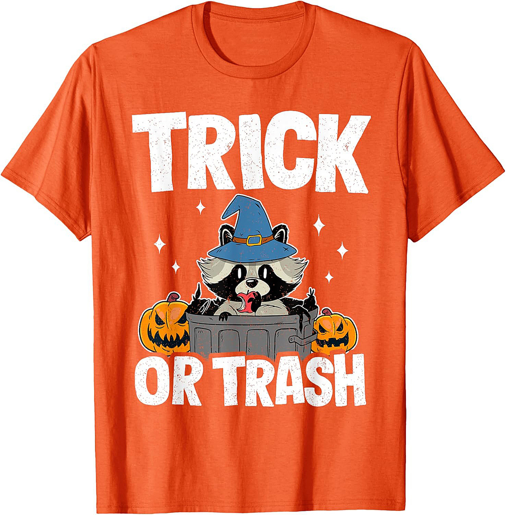 Trick Or Trash Raccoon Racoon Funny Halloween T-Shirt