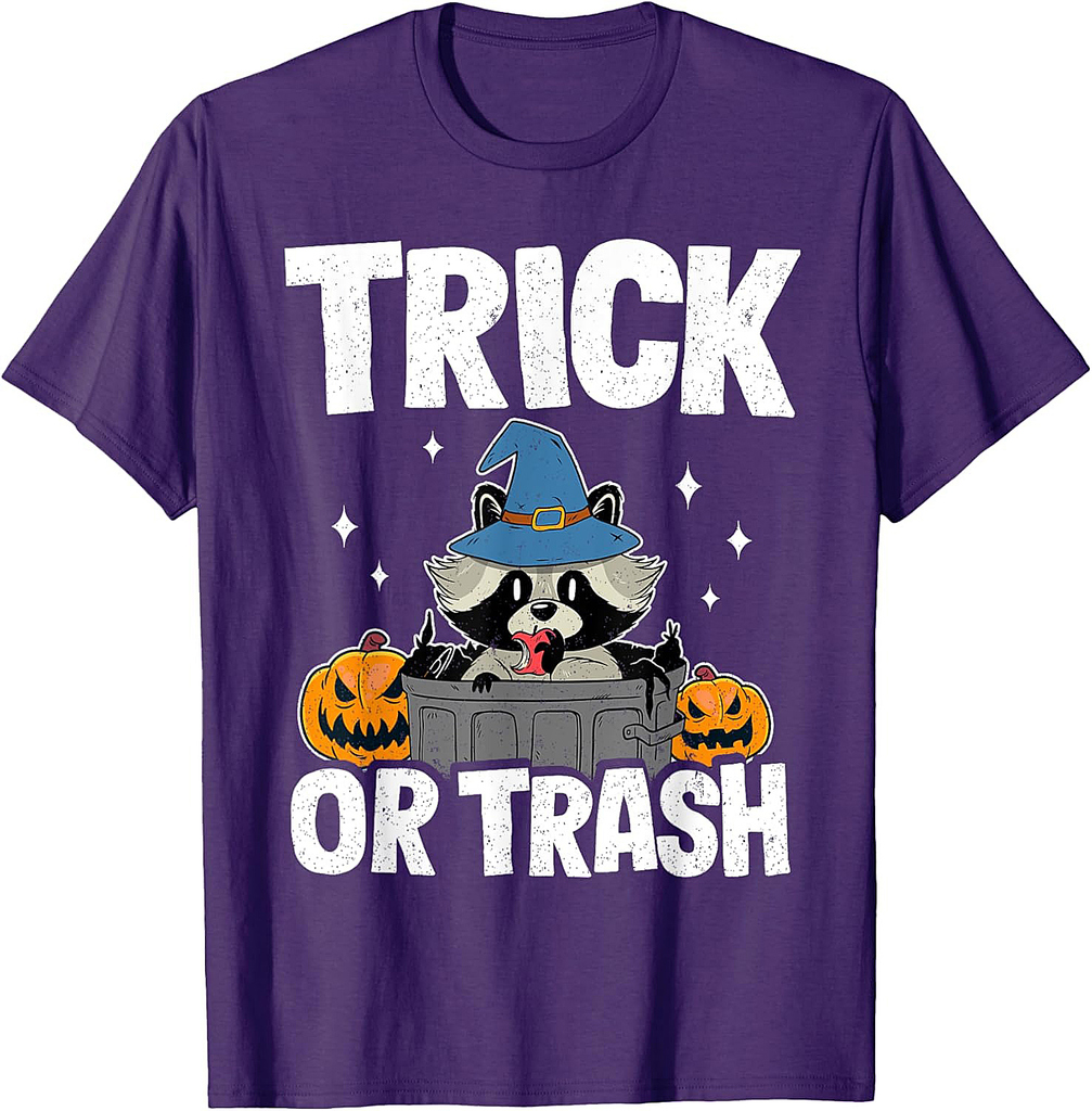 Trick Or Trash Raccoon Racoon Funny Halloween T-Shirt