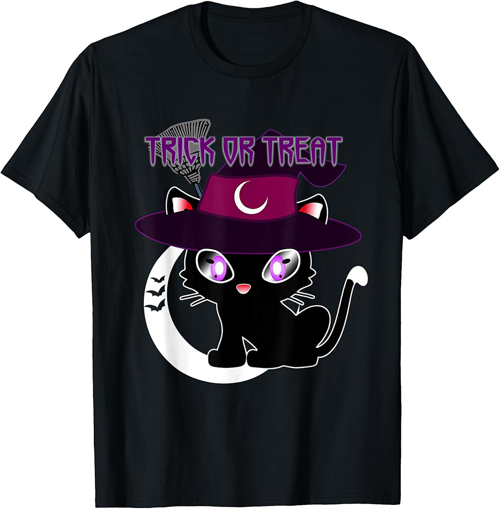 Trick or Treat for Kids - Witch Cat Halloween T-Shirt