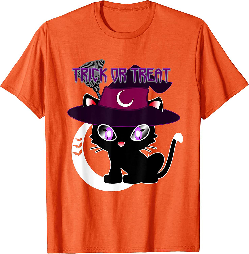 Trick or Treat for Kids - Witch Cat Halloween T-Shirt