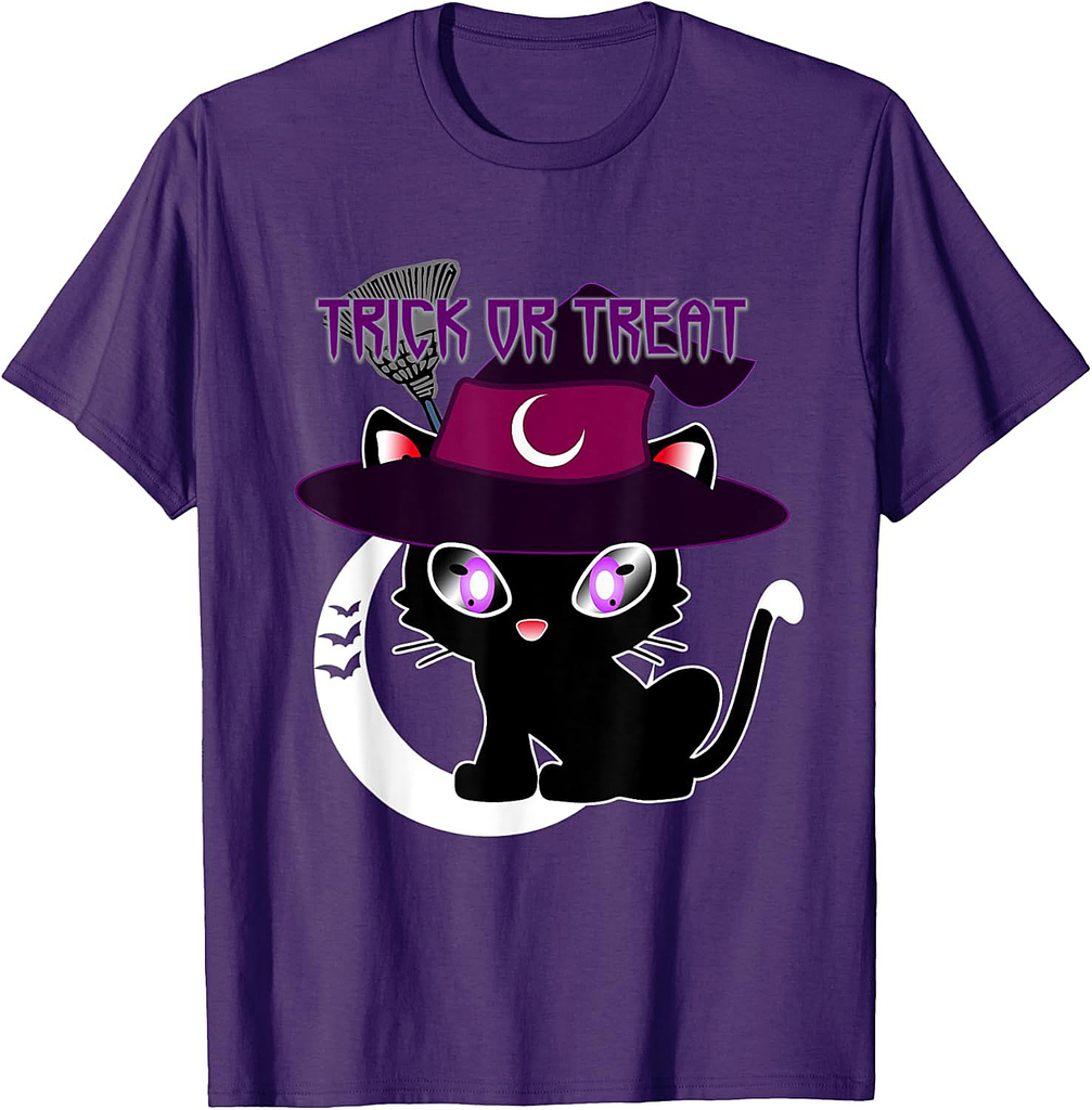 Trick or Treat for Kids - Witch Cat Halloween T-Shirt