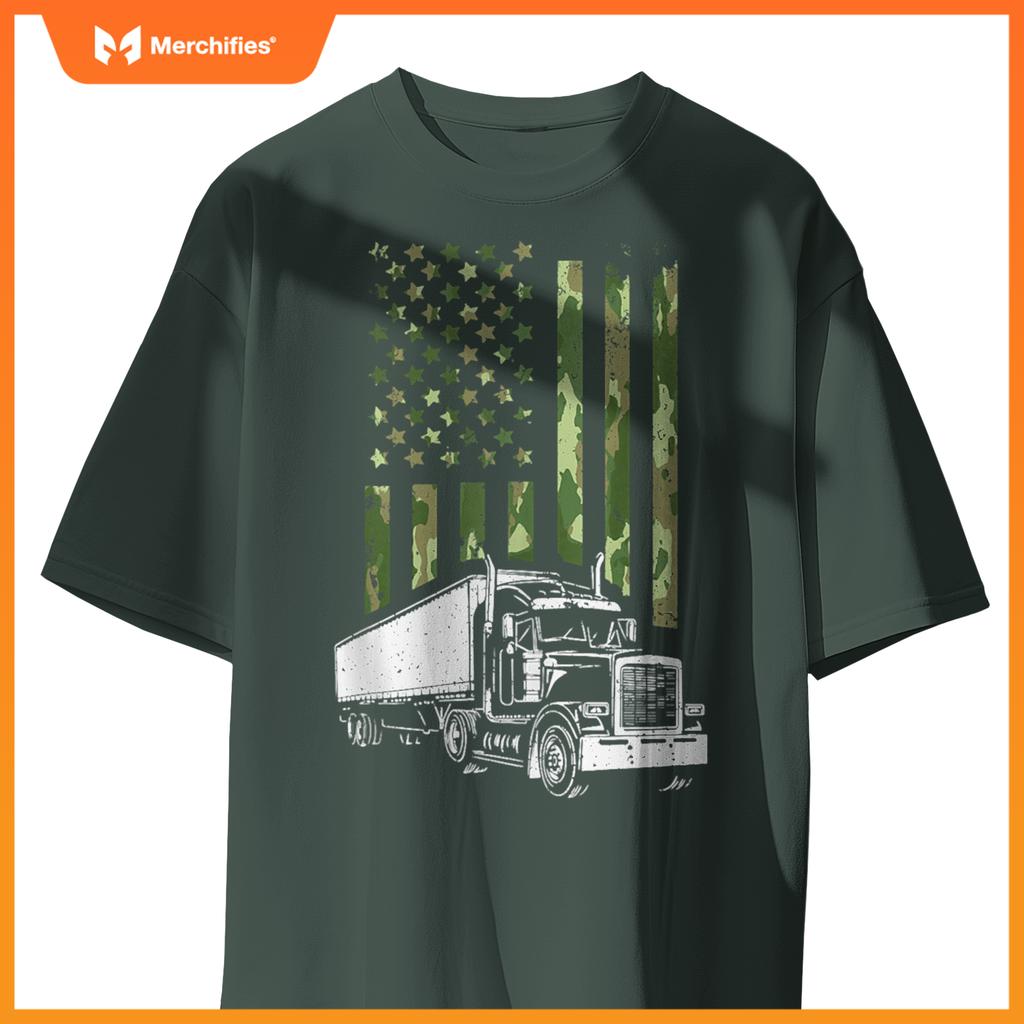 Trucker American Flag Truck Driver T-Shirt