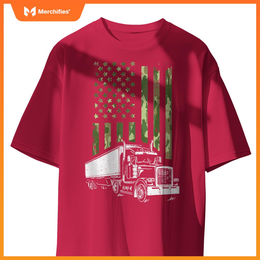 Trucker American Flag Truck Driver T-Shirt