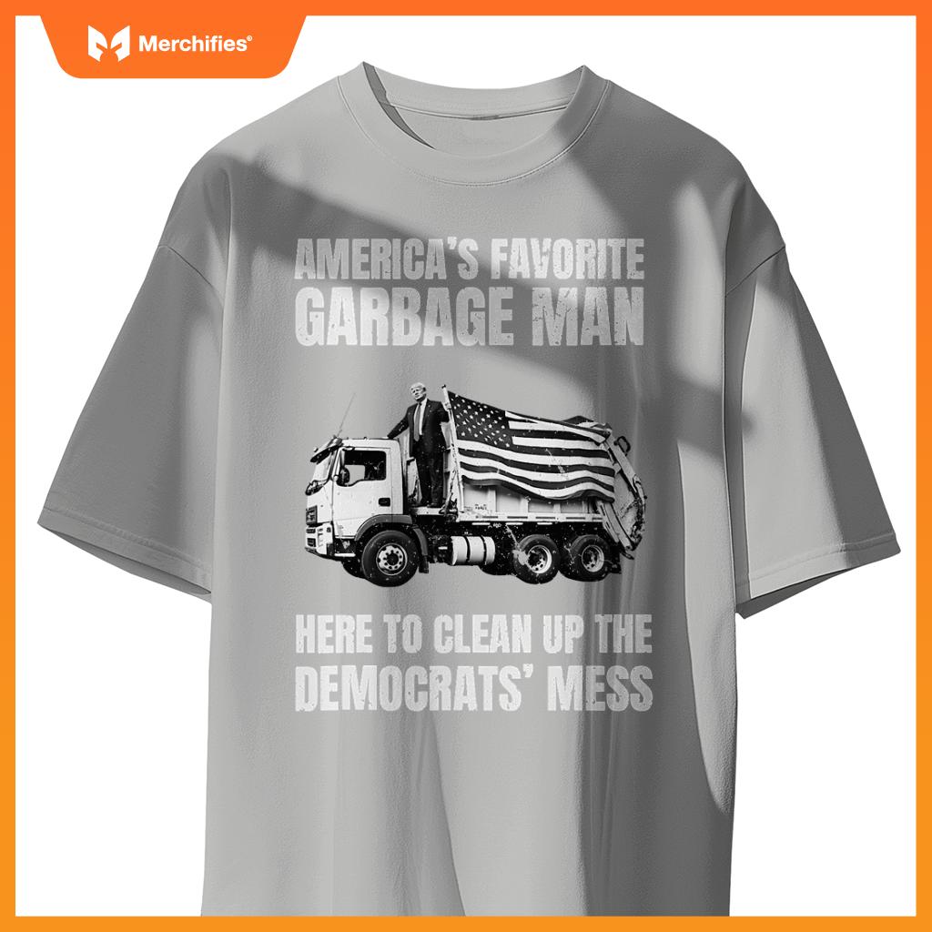 Trump America's Favorite Garbage Man Trash Truck Photo MAGA T-Shirt
