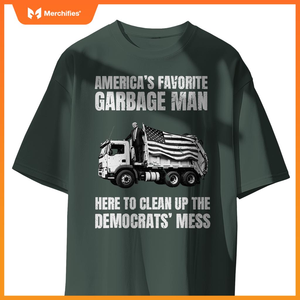 Trump America's Favorite Garbage Man Trash Truck Photo MAGA T-Shirt