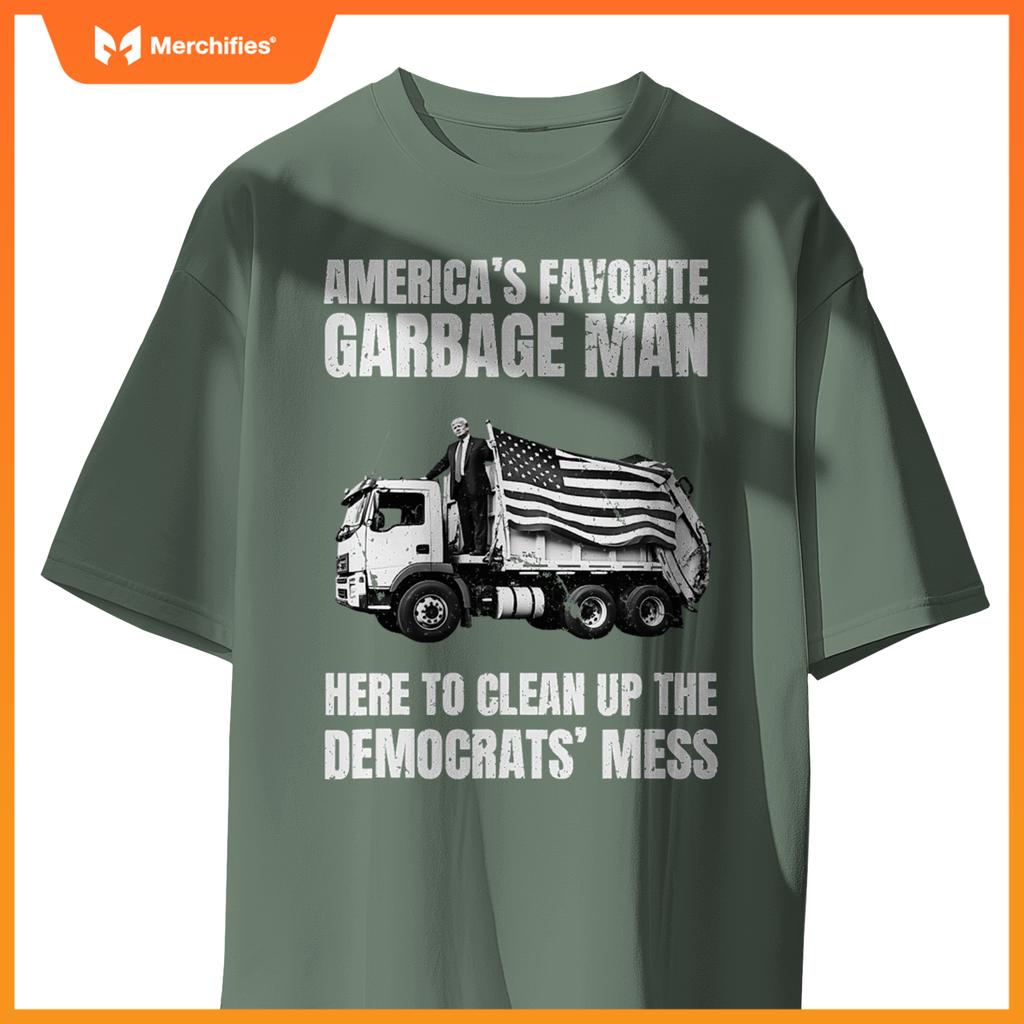 Trump America's Favorite Garbage Man Trash Truck Photo MAGA T-Shirt