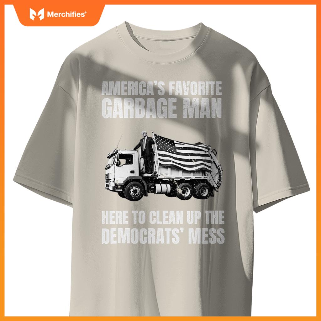 Trump America's Favorite Garbage Man Trash Truck Photo MAGA T-Shirt