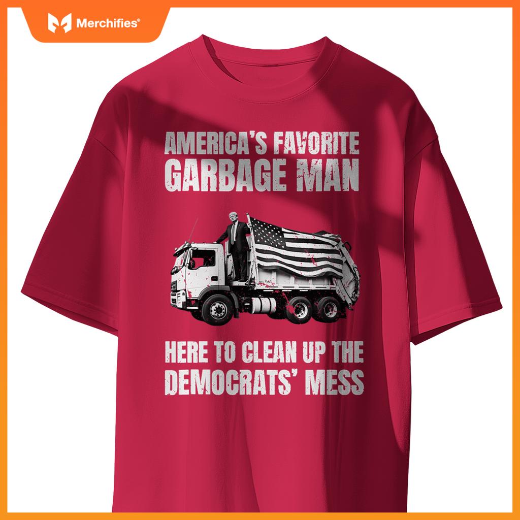 Trump America's Favorite Garbage Man Trash Truck Photo MAGA T-Shirt