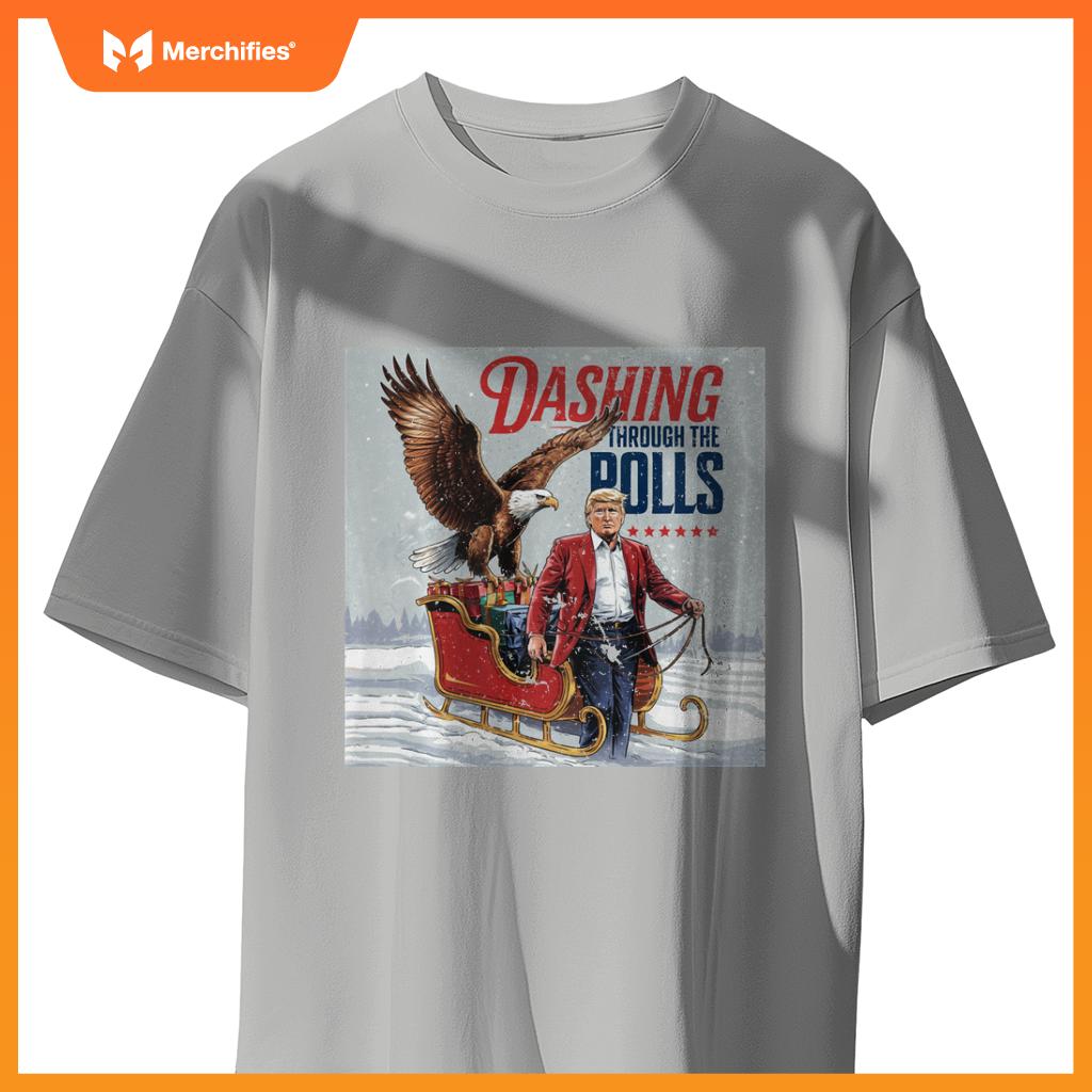 Trump Dashing Through the Polls Eagle USA American Patriotic T-Shirt