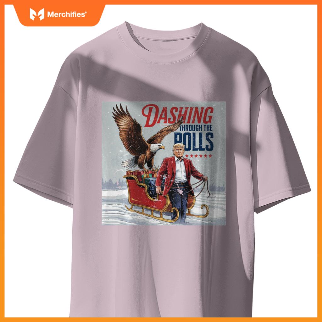 Trump Dashing Through the Polls Eagle USA American Patriotic T-Shirt