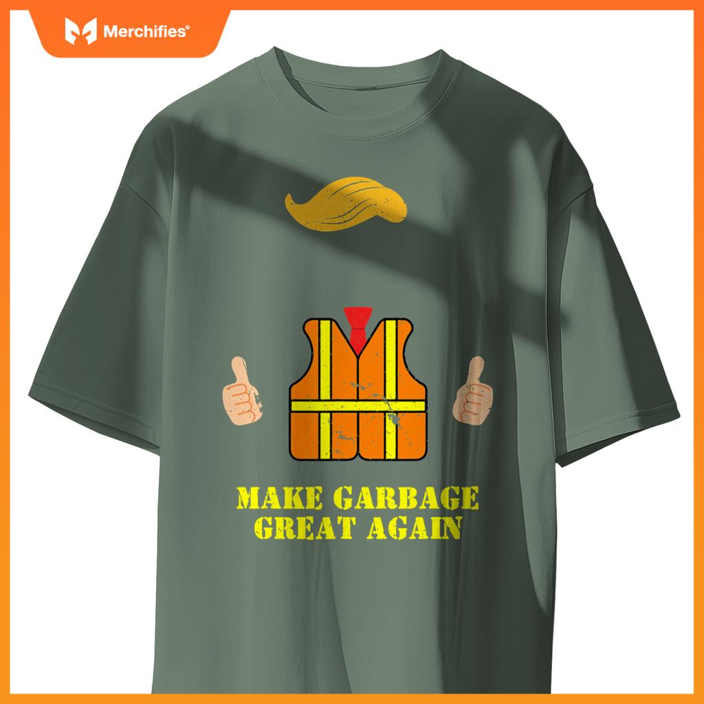 Trump Orange Vest Make Garbage Great Again Funny Trash Truck T-Shirt