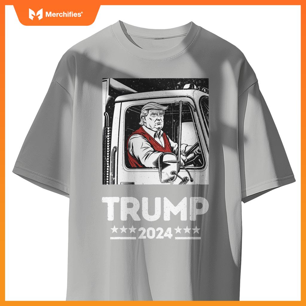 Trump Rides Garbage Truck - Team Garbage For Trump 2024 T-Shirt