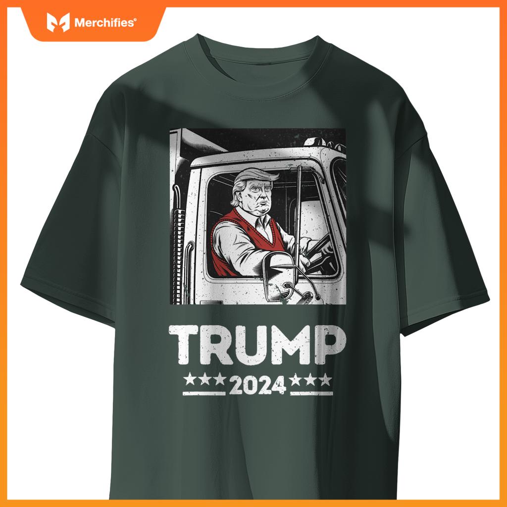 Trump Rides Garbage Truck - Team Garbage For Trump 2024 T-Shirt