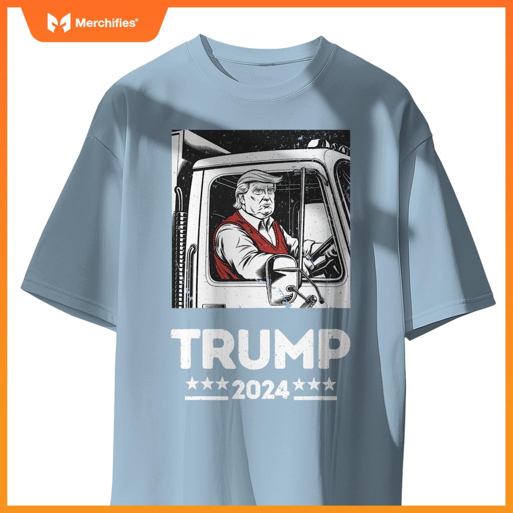 Trump Rides Garbage Truck - Team Garbage For Trump 2024 T-Shirt