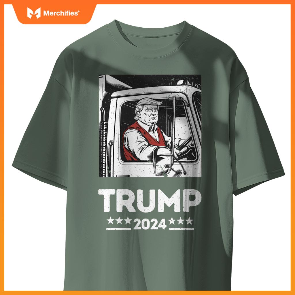 Trump Rides Garbage Truck - Team Garbage For Trump 2024 T-Shirt