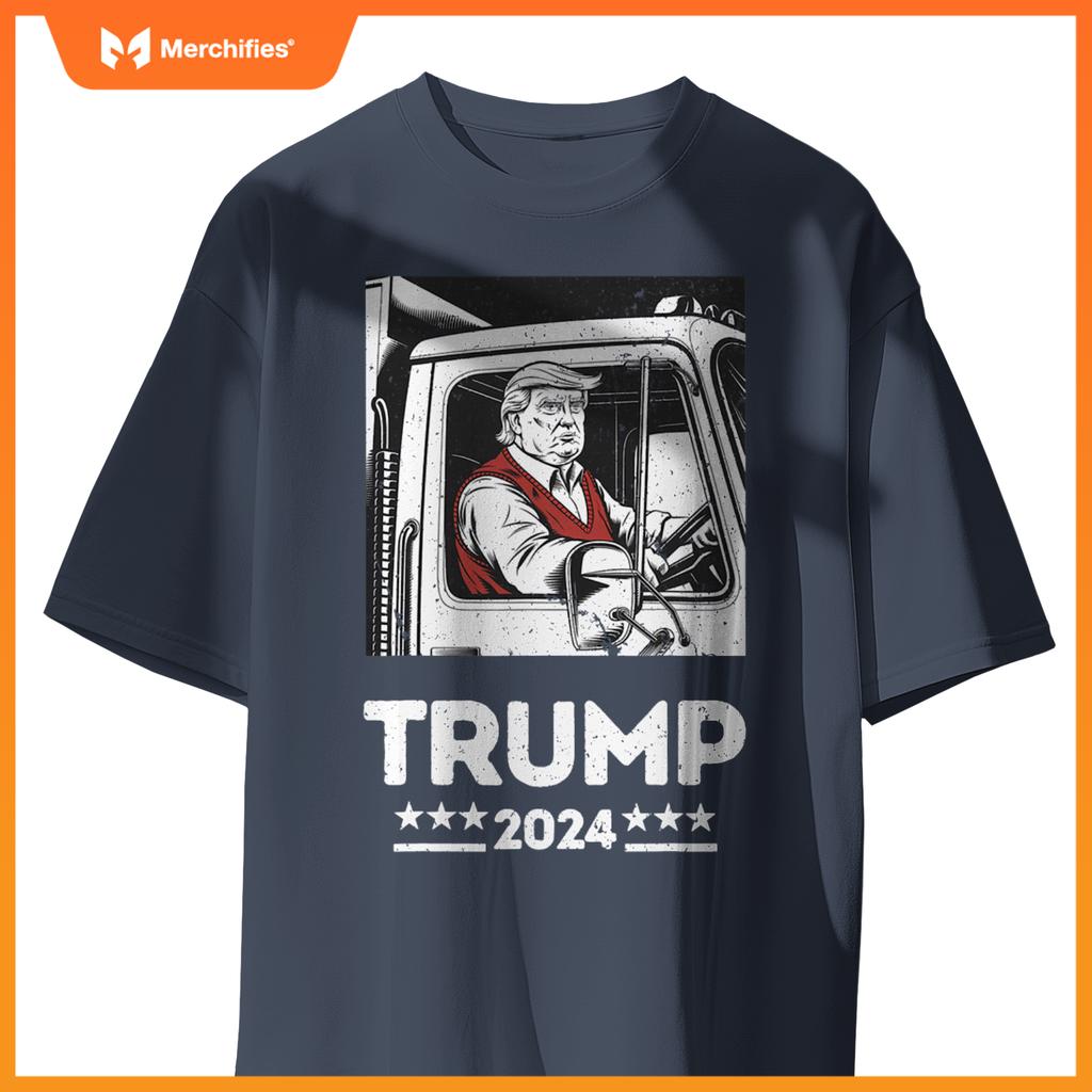 Trump Rides Garbage Truck - Team Garbage For Trump 2024 T-Shirt
