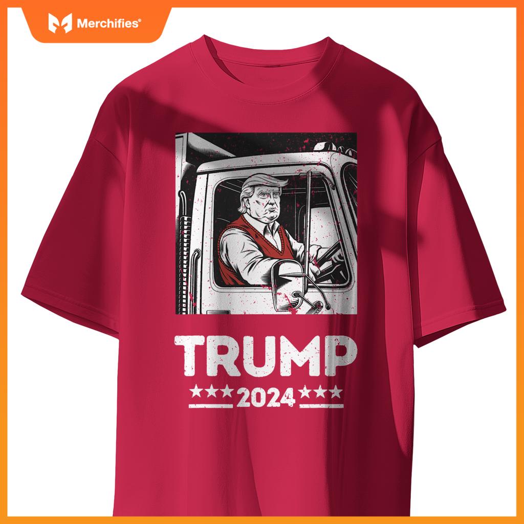 Trump Rides Garbage Truck - Team Garbage For Trump 2024 T-Shirt
