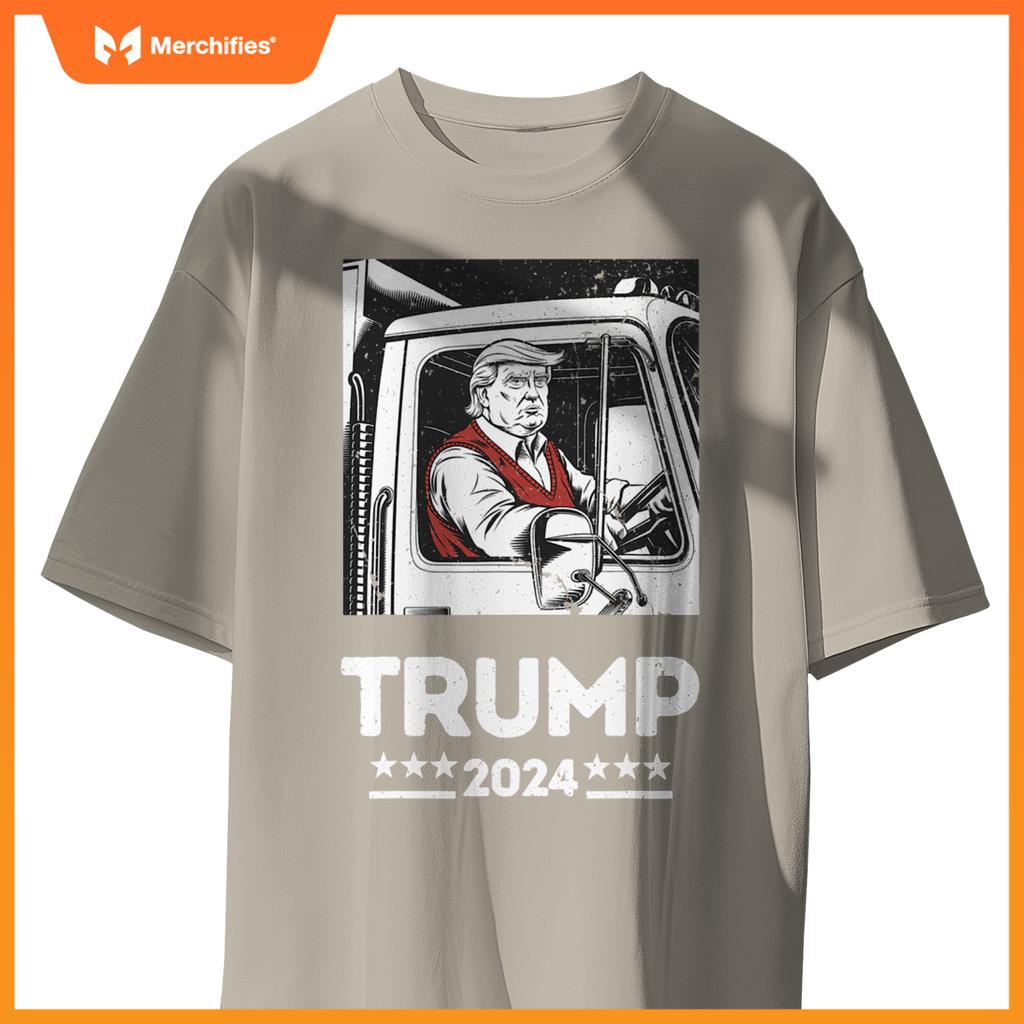 Trump Rides Garbage Truck - Team Garbage For Trump 2024 T-Shirt