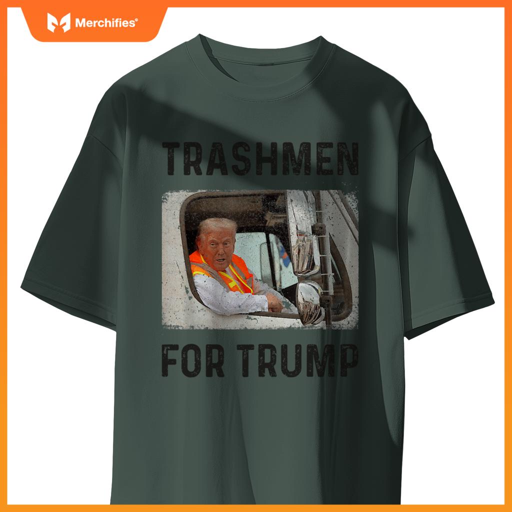 Trump Rides In Garbage Truck Tees, Trashmen For Trump T-Shirt