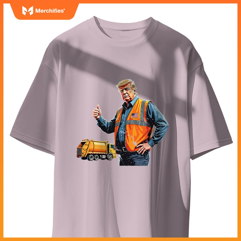 Trump Thumbs Up Garbage Truck Worker American Flag Vest T-Shirt