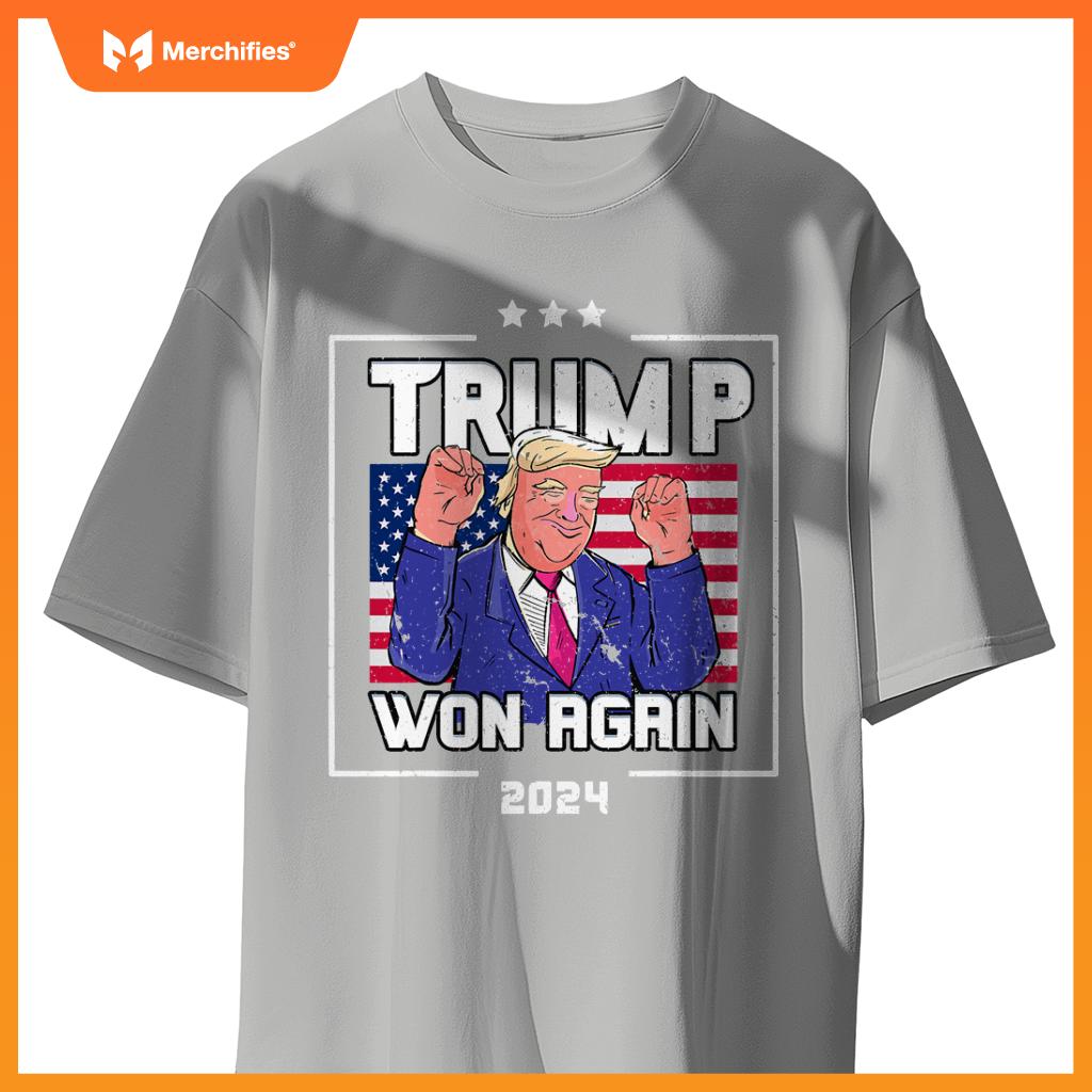 Trump Won Again 2024 Patriotic Victory Celebration T-Shirt
