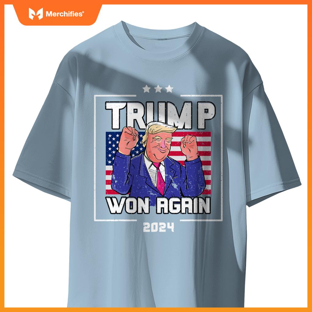 Trump Won Again 2024 Patriotic Victory Celebration T-Shirt
