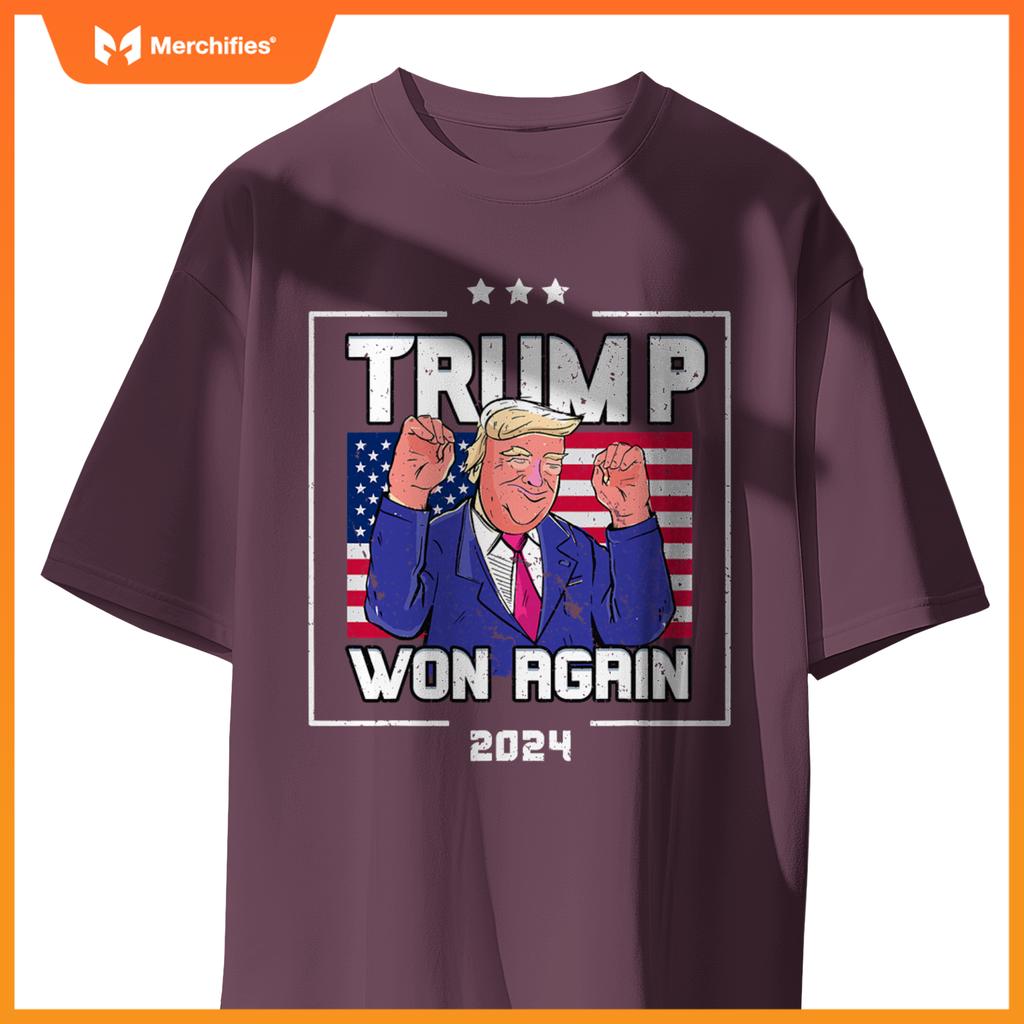 Trump Won Again 2024 Patriotic Victory Celebration T-Shirt
