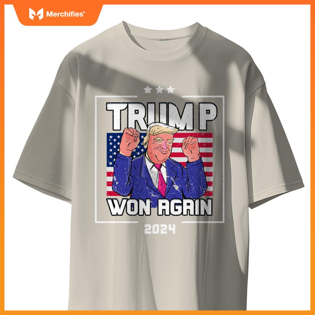 Trump Won Again 2024 Patriotic Victory Celebration T-Shirt