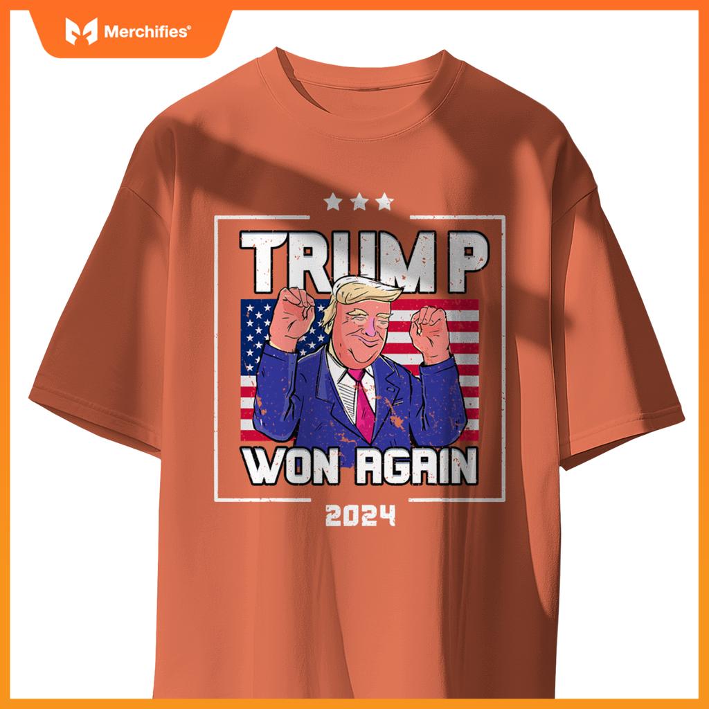 Trump Won Again 2024 Patriotic Victory Celebration T-Shirt