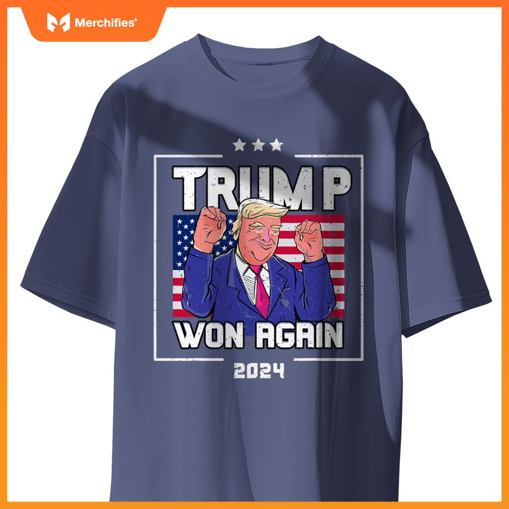 Trump Won Again 2024 Patriotic Victory Celebration T-Shirt