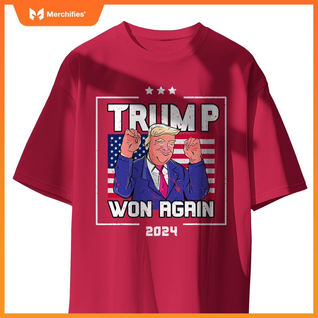 Trump Won Again 2024 Patriotic Victory Celebration T-Shirt