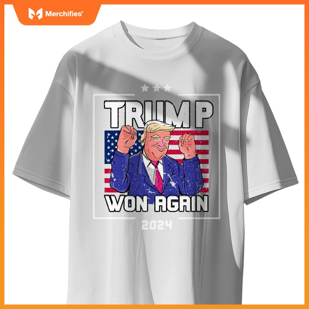 Trump Won Again 2024 Patriotic Victory Celebration T-Shirt
