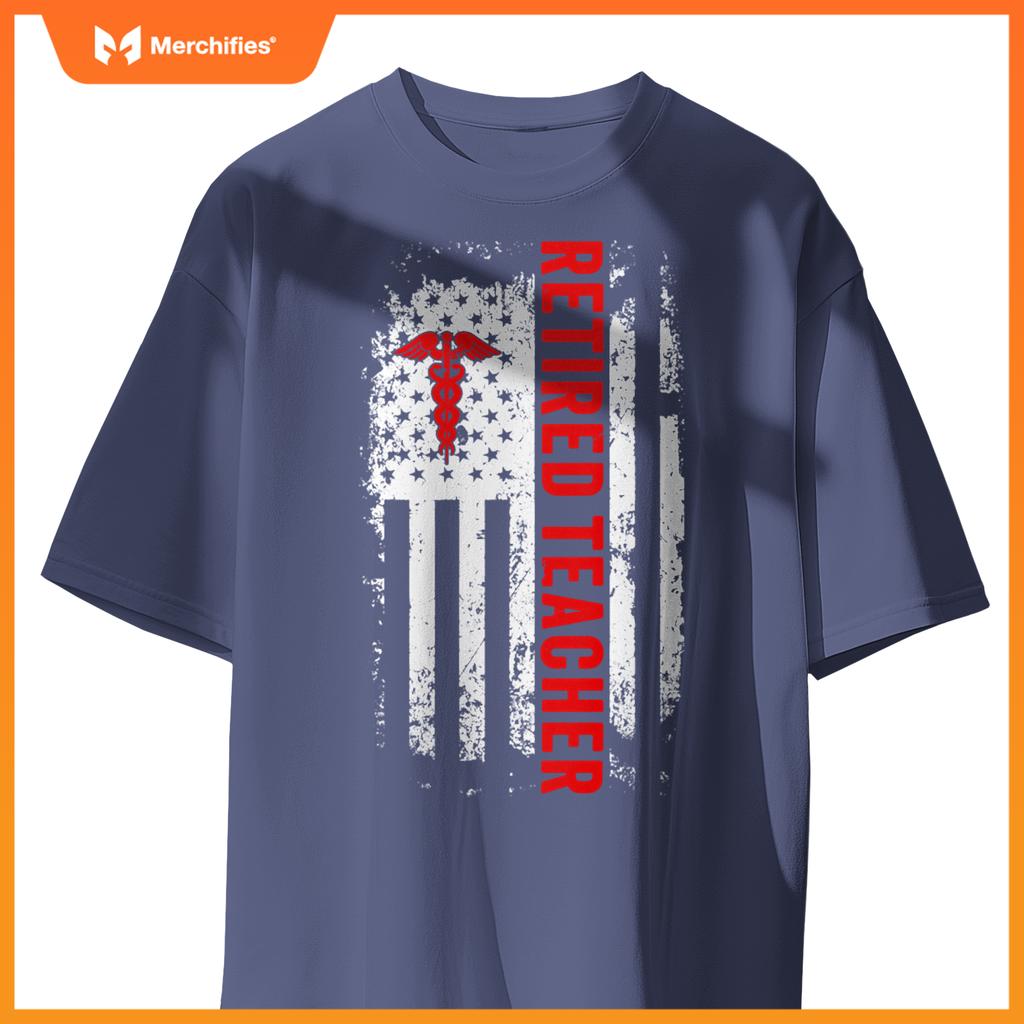 US American Flag Retired Teacher For Men Women Retirement