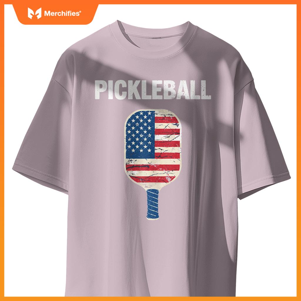 US Flag Pickleball Player Patriotic Paddleball Lover America T-Shirt