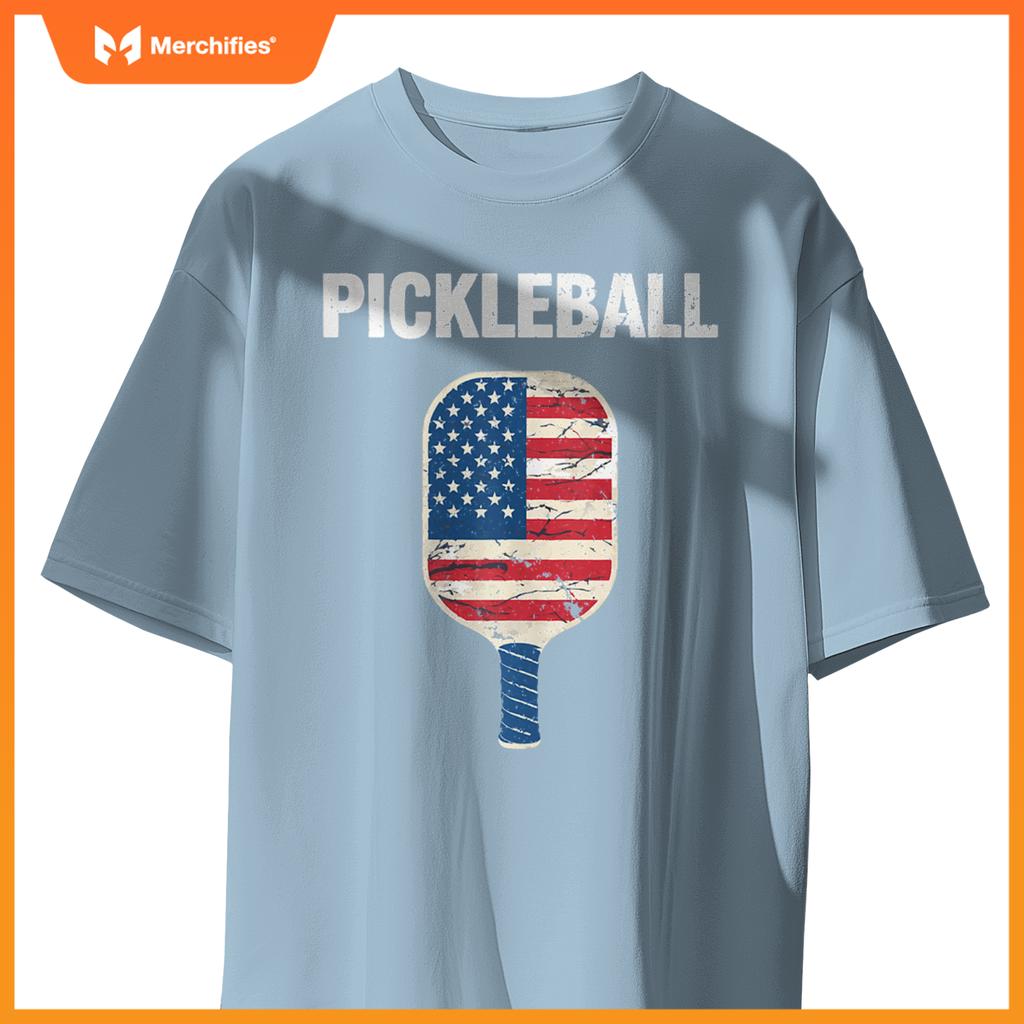 US Flag Pickleball Player Patriotic Paddleball Lover America T-Shirt