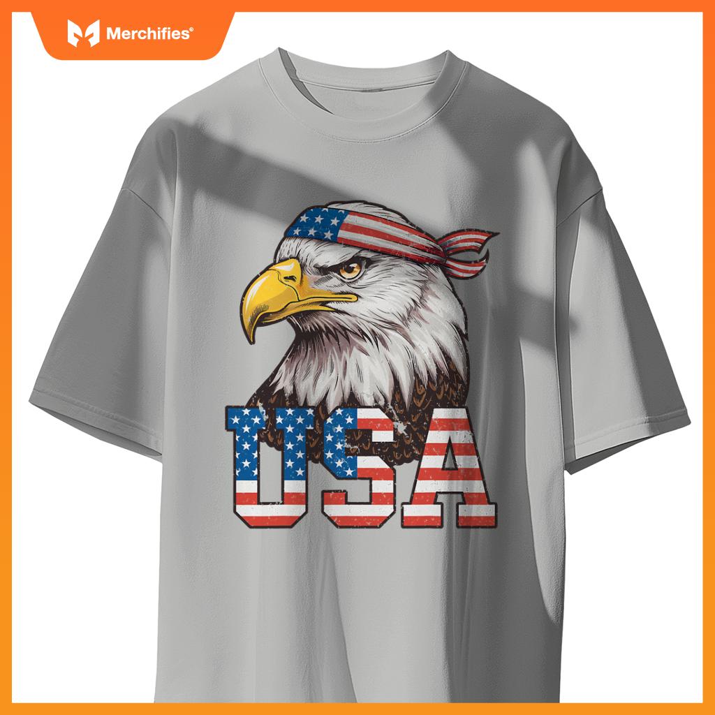 USA American Flag Men Women Kids Bald Eagle Patriotic T-Shirt